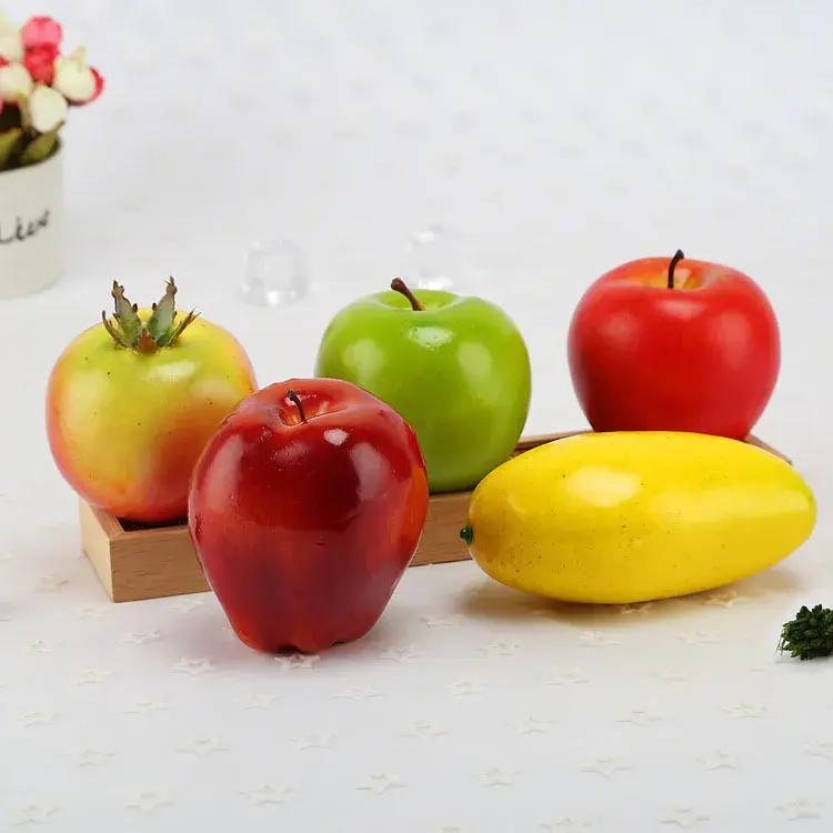 5piece Artificial Red Delicious Apple Home Garden Kitchen Ornaments Fake Fruits Crafts Food Photography Props Party Supplies