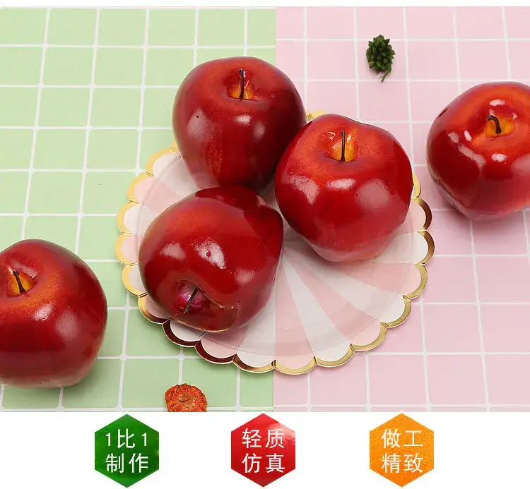 5piece Artificial Red Delicious Apple Home Garden Kitchen Ornaments Fake Fruits Crafts Food Photography Props Party Supplies
