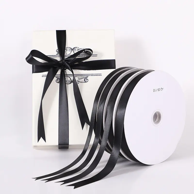 Black Satin Ribbon 100Yards 6/10/12/15/20/25/38/50mm Fabric Sewing Supplies Gift Bow Handmade DIY Craft Packaging