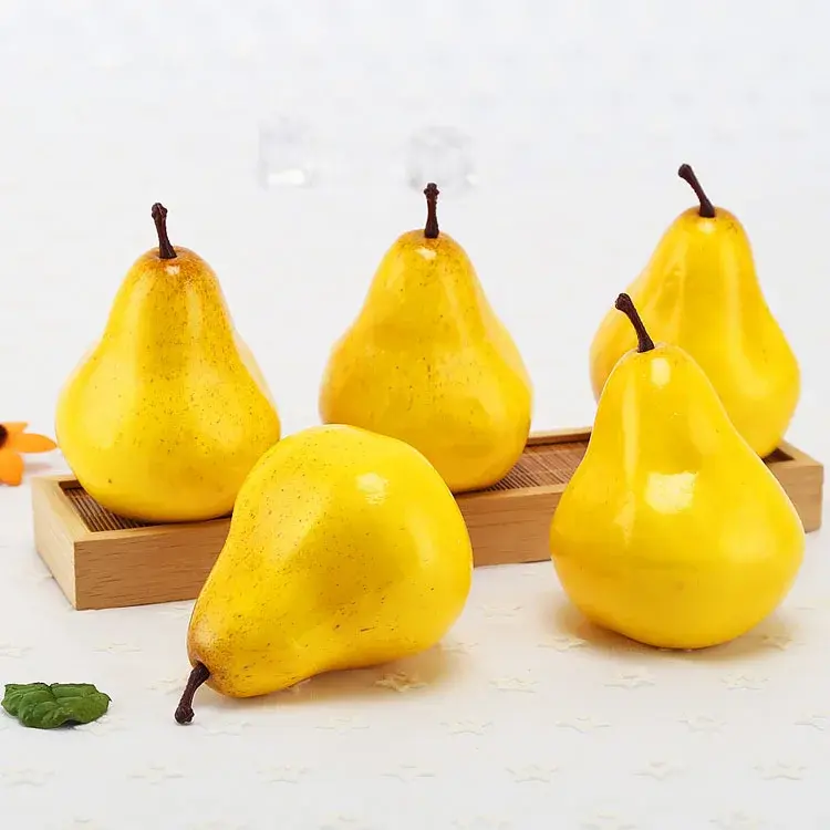 20PCS 8x11cm Yellow Green Artificial Pear Christmas Halloween Bedroom Home Garden Decor Artificial Fruits Festive Party Supplies