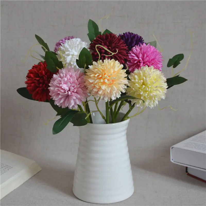 28cm Artificial Chrysanthemum Flower Branch Wedding Birthday Party Christmas Home Garden Decoration DIY Bridal Bouquet Garland