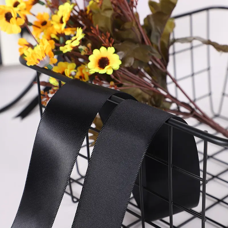 Black Satin Ribbon 100Yards 6/10/12/15/20/25/38/50mm Fabric Sewing Supplies Gift Bow Handmade DIY Craft Packaging