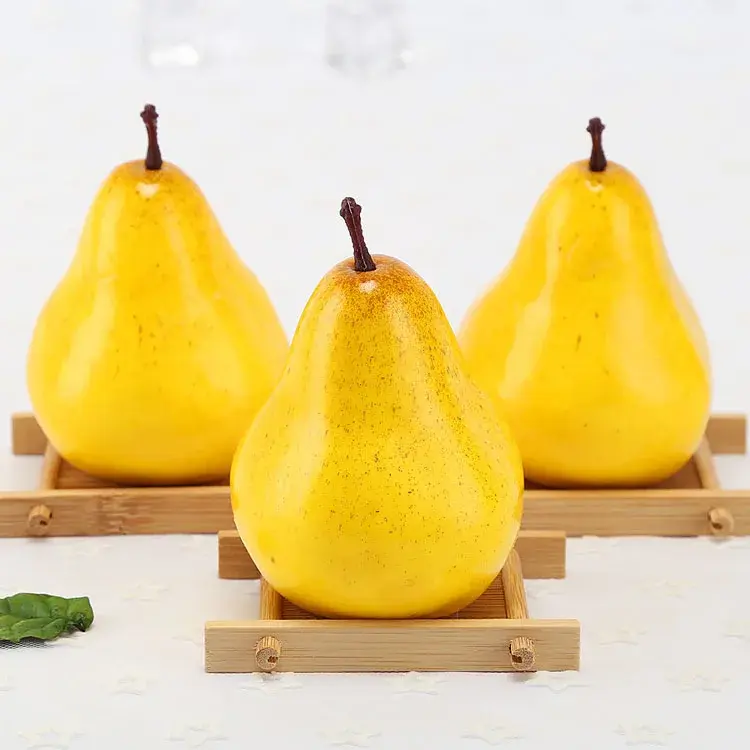 20PCS 8x11cm Yellow Green Artificial Pear Christmas Halloween Bedroom Home Garden Decor Artificial Fruits Festive Party Supplies