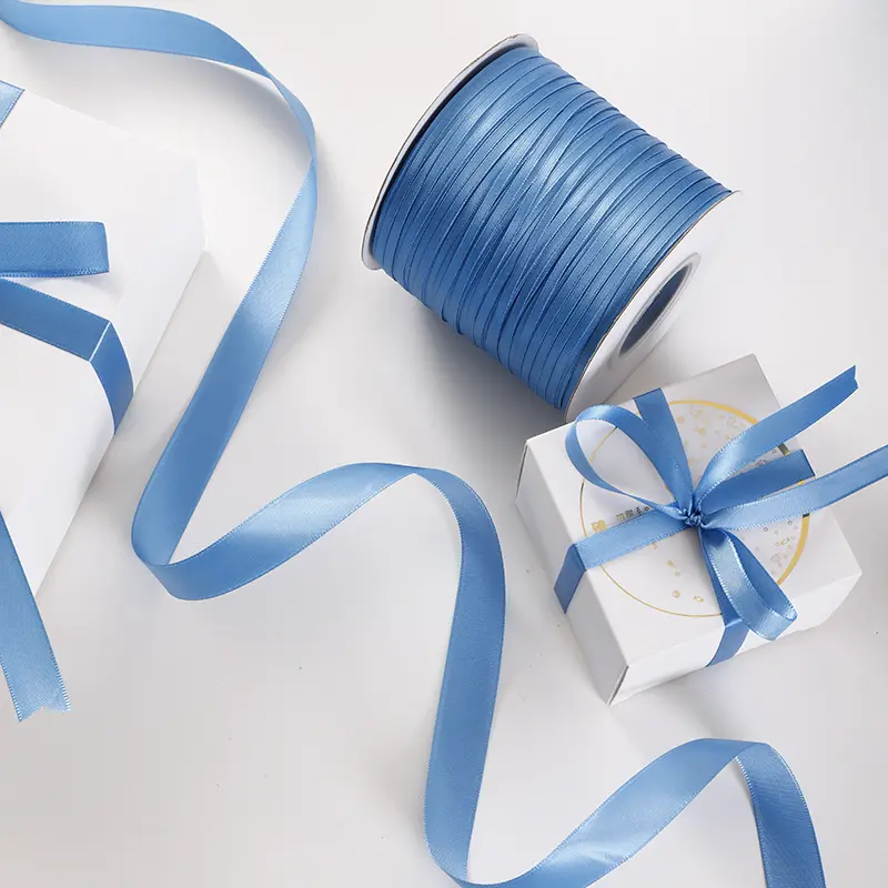 91Meters Gray Blue Ribbon 6/10/12/15/20/25/40/50mm Single Face Satin Ribbon Tapes Gift Bouquet Wrapping DIY Hair Bows Supplies