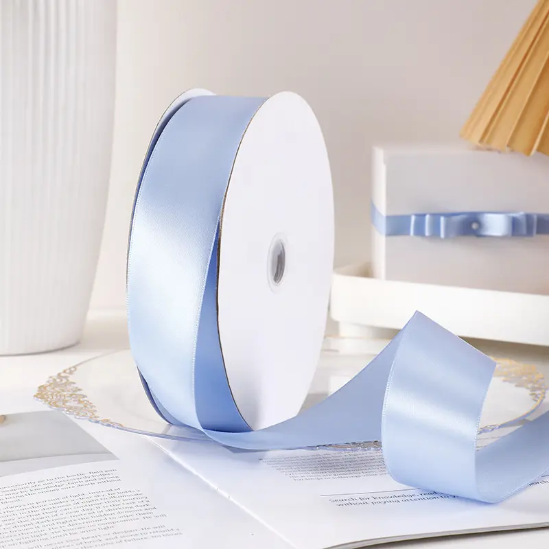 6/10/12/15/20/25/38/50mm Lake Blue Satin Ribbons Handmade DIY Party Accessories Wedding Christmas Gift Wrap Ribbon 100Yards