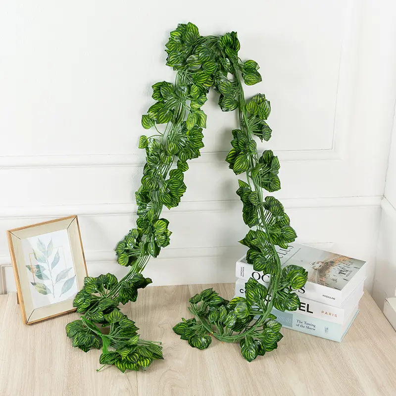 2Meters Green Artificial Leaves Plants Vine Wedding Party Home Garden Fence Decoration Rattan Wall Hanging Creeper Ivy Garland
