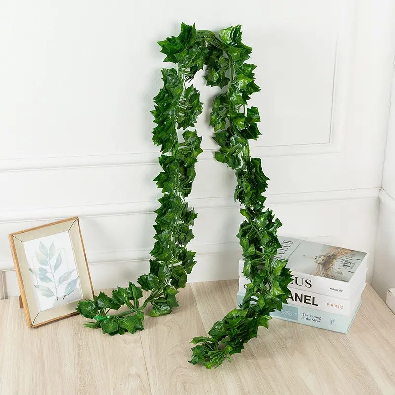 2Meters Green Artificial Leaves Plants Vine Wedding Party Home Garden Fence Decoration Rattan Wall Hanging Creeper Ivy Garland