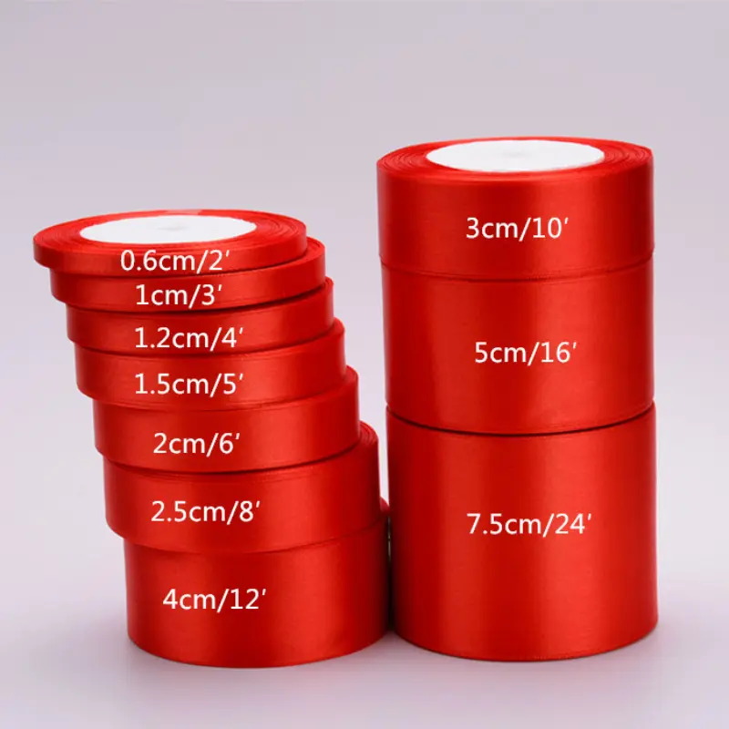 6-10-15-20-25-40-50mm Satin Ribbon White Black Pink Wine Red Blue Purple Green Orange Yellow Brown Gray Ribbon DIY Crafts Fabric