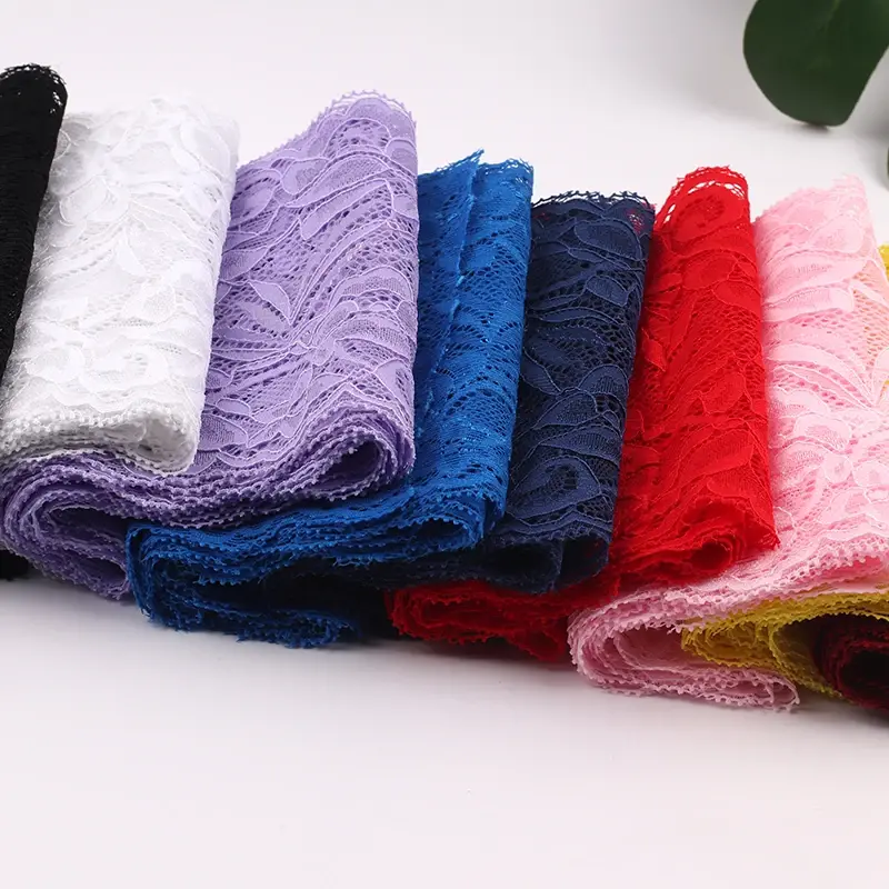 15cm Wide Elastic Stretchy Floral Lace Ribbon DIY Apparel Sewing Fabric Black White Red Pink Blue Purple Green Yellow Lace Tape