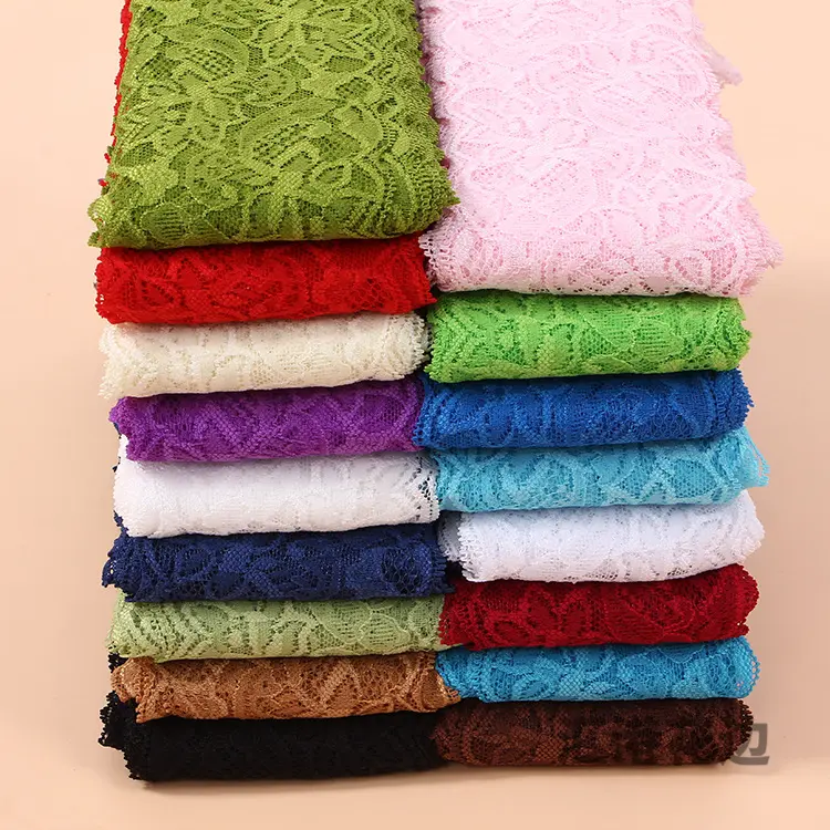 Colorful Elastic Floral Lace Ribbon DIY Apparel Sewing Fabric 8cm Wide Black White Red Pink Blue Purple Green Yellow Lace Tape