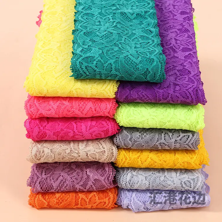Colorful Elastic Floral Lace Ribbon DIY Apparel Sewing Fabric 8cm Wide Black White Red Pink Blue Purple Green Yellow Lace Tape