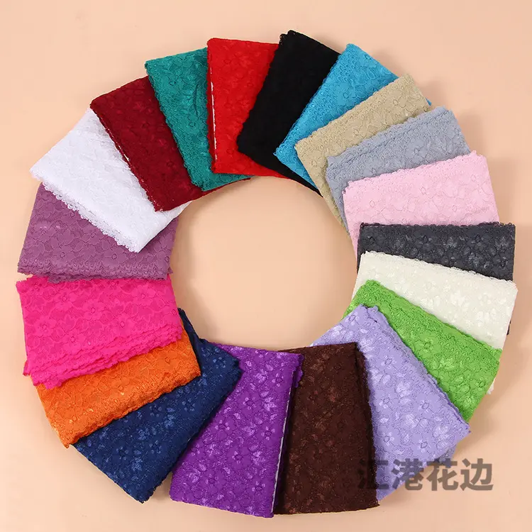 16cm Wide Elastic Stretchy Floral Lace Ribbon DIY Apparel Sewing Fabric Black White Red Pink Blue Purple Green Yellow Lace Tape