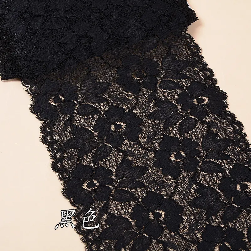 16cm Wide Elastic Stretchy Floral Lace Ribbon DIY Apparel Sewing Fabric Black White Red Pink Blue Purple Green Yellow Lace Tape