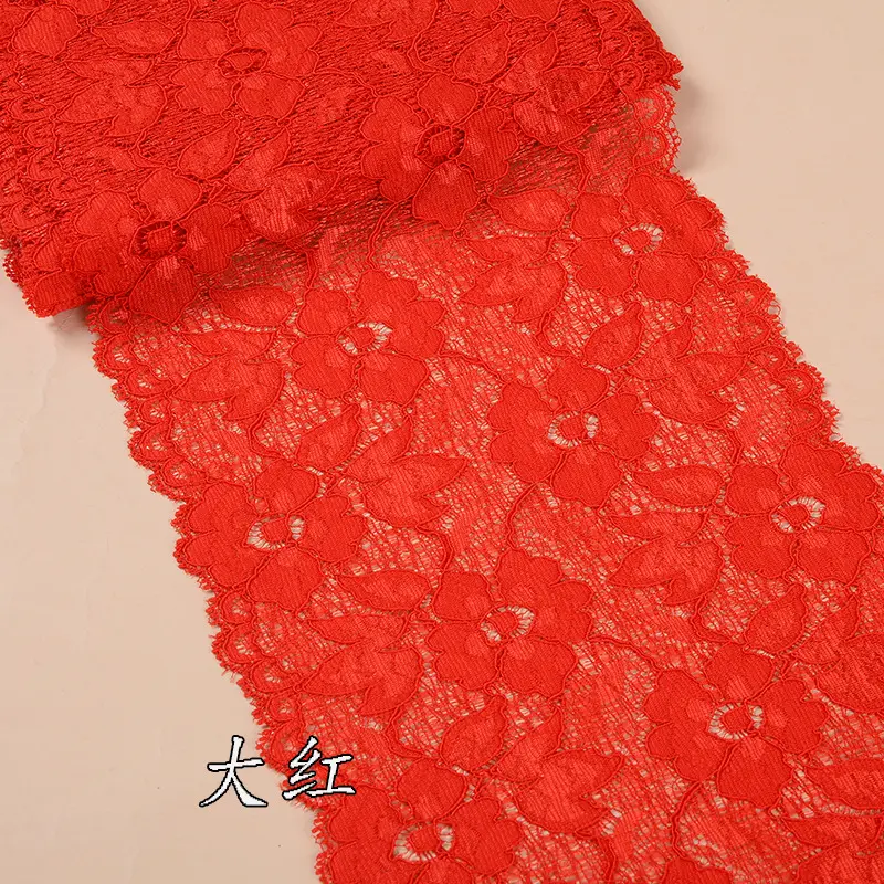 16cm Wide Elastic Stretchy Floral Lace Ribbon DIY Apparel Sewing Fabric Black White Red Pink Blue Purple Green Yellow Lace Tape