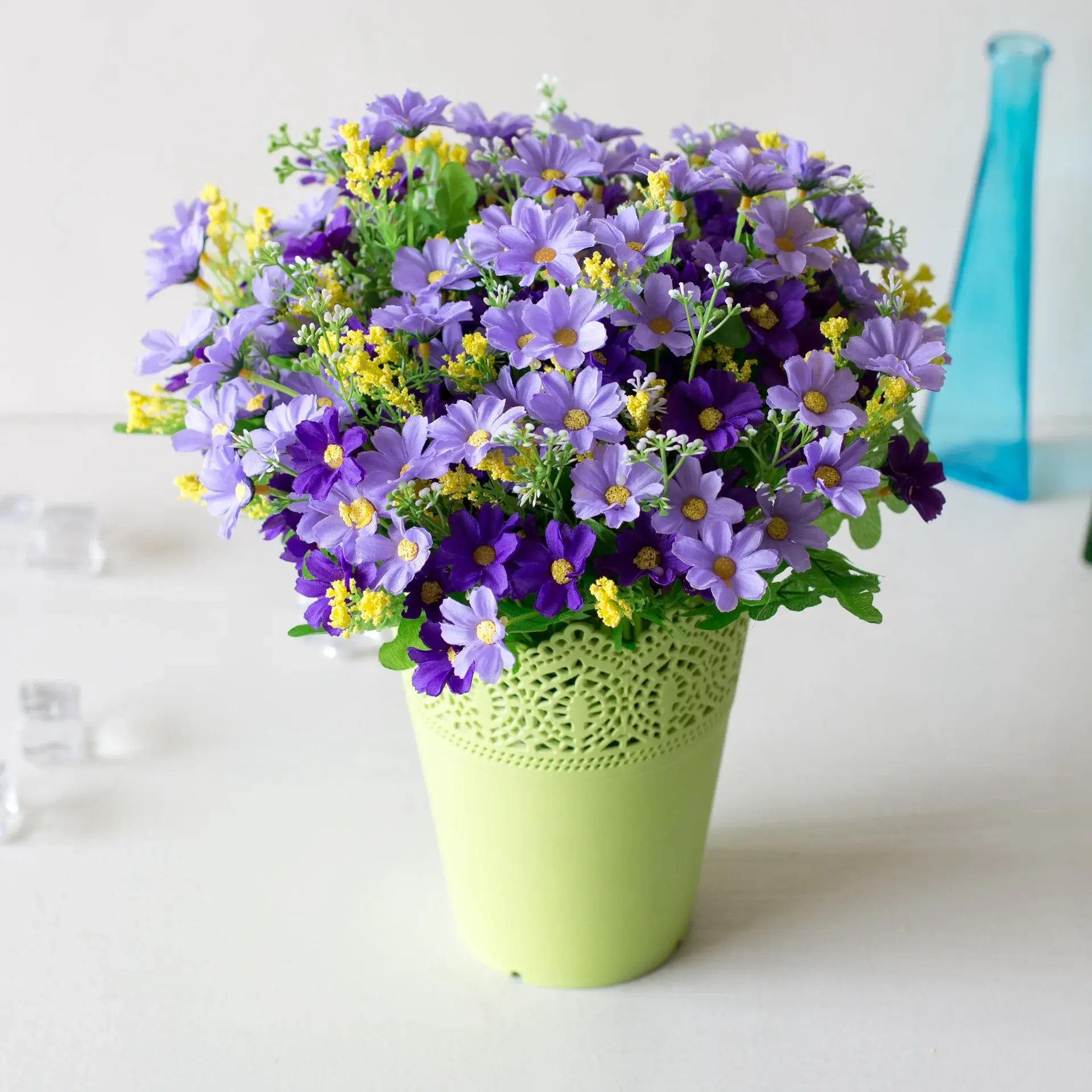 31cm 28Heads Artificial Mini Gerbera Flower Branch Wedding Birthday Party Home Living Room Desktop Decor Daisy Fake Flowers