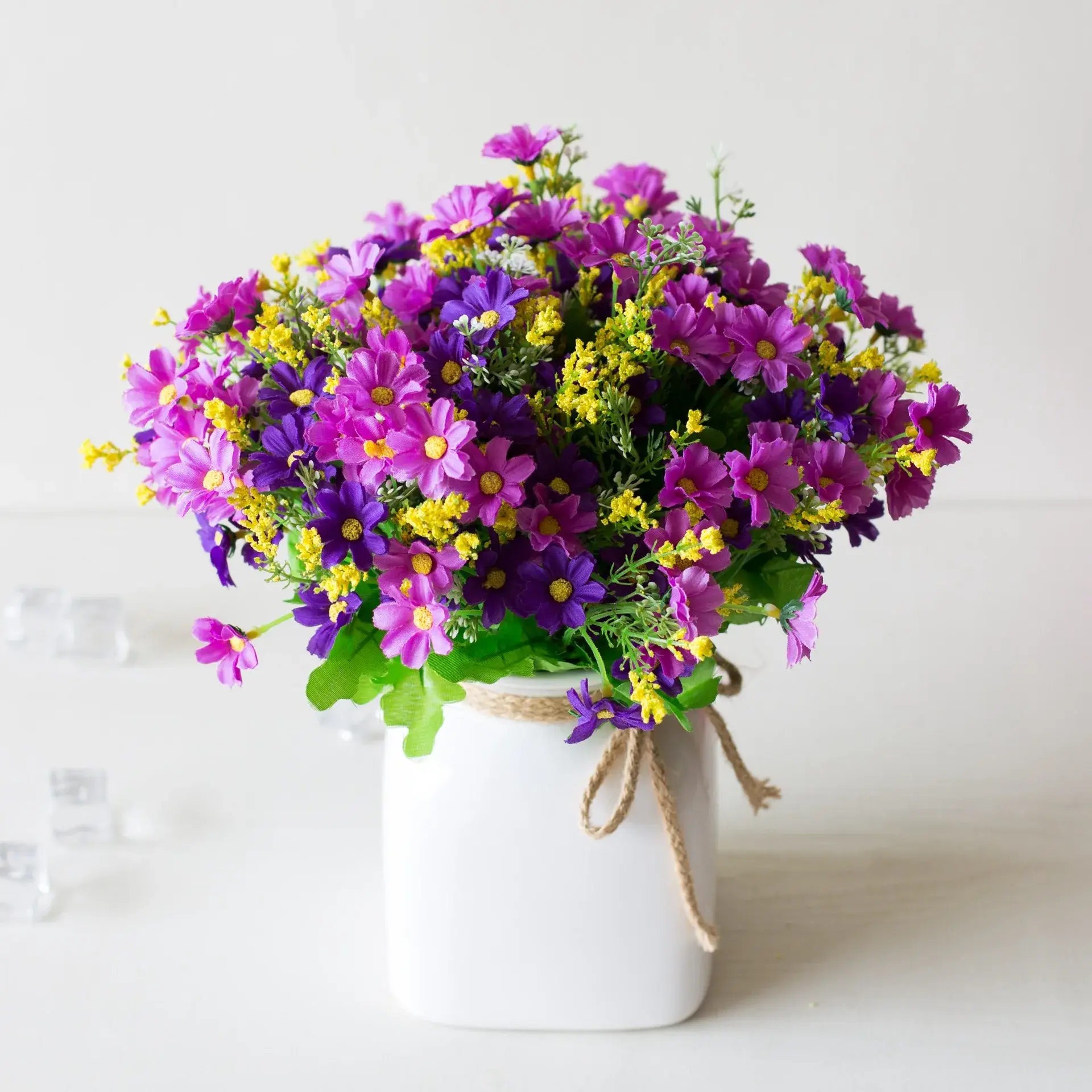 31cm 28Heads Artificial Mini Gerbera Flower Branch Wedding Birthday Party Home Living Room Desktop Decor Daisy Fake Flowers