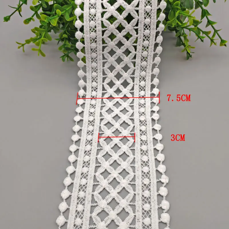70mm White Black Hollow Out Milk Silk Embroidered Lace Ribbon DIY Apparel Sewing Fabric Curtain Hometextile Decoration Lace Tape