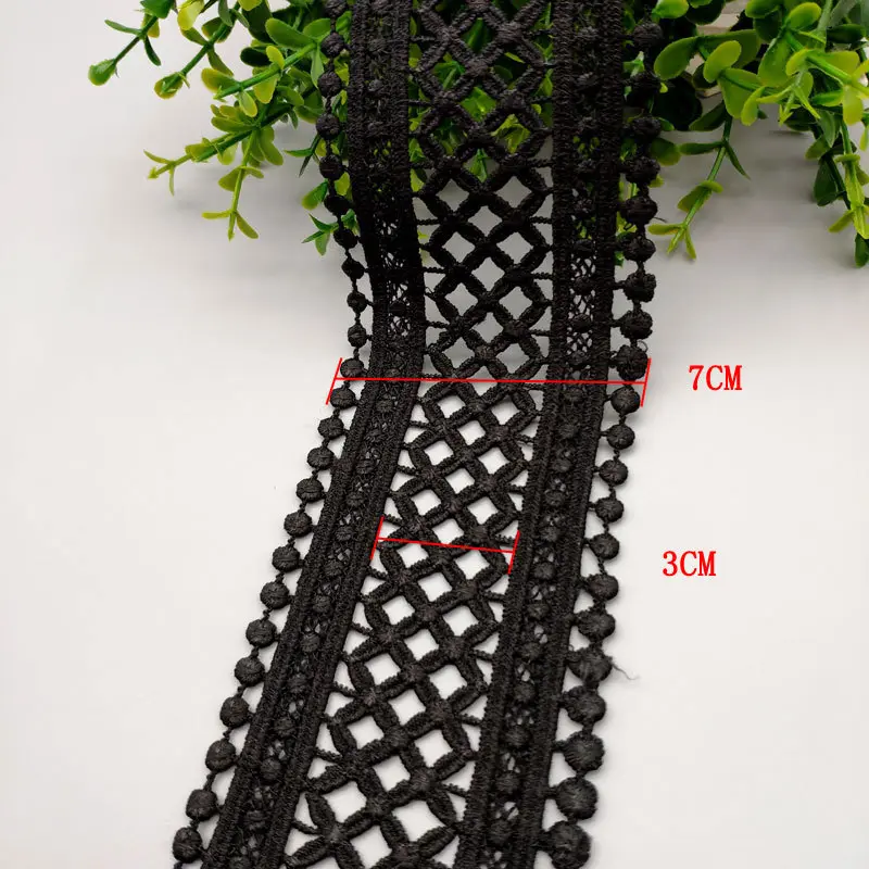70mm White Black Hollow Out Milk Silk Embroidered Lace Ribbon DIY Apparel Sewing Fabric Curtain Hometextile Decoration Lace Tape