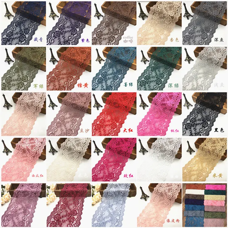 5Meters High Quality 15CM/6Inch Wide Stretch Elastic Lace Ribbon Black White Lace Trimmings for Sewing African Lace Fabric DIY