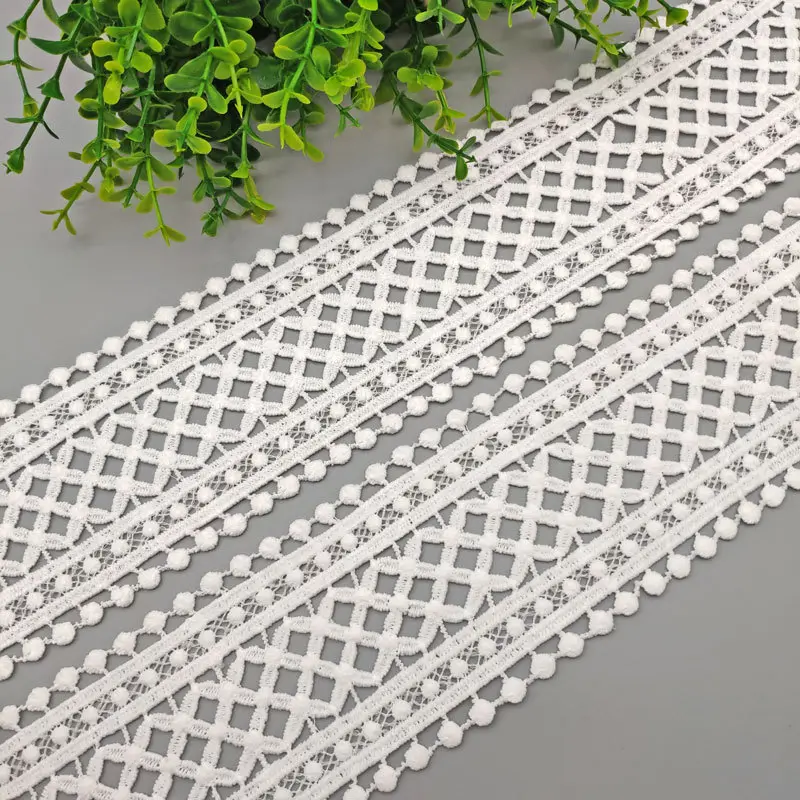 70mm White Black Hollow Out Milk Silk Embroidered Lace Ribbon DIY Apparel Sewing Fabric Curtain Hometextile Decoration Lace Tape