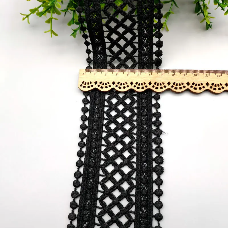 70mm White Black Hollow Out Milk Silk Embroidered Lace Ribbon DIY Apparel Sewing Fabric Curtain Hometextile Decoration Lace Tape
