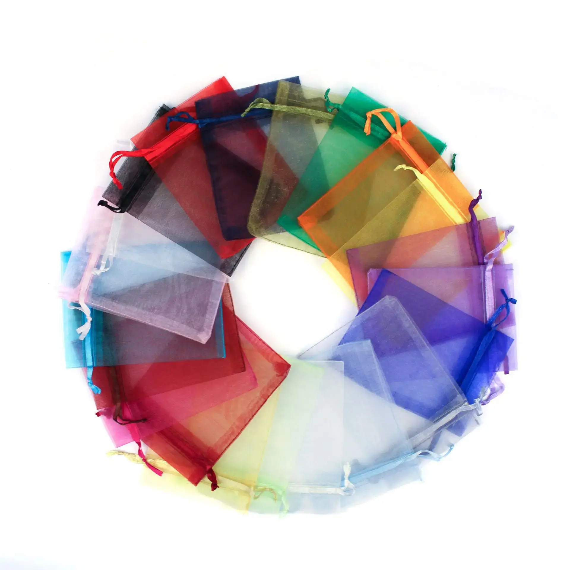 50pcs Organza Bags 7x9 9x12 10x15 13x18 15x20 17x23cm Jewelry Packaging Pouches Wedding Birthday Party Candy Gift Boxes Bags