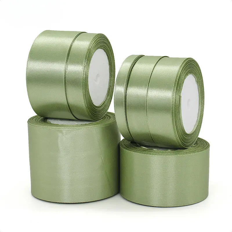 Grass Green Satin Ribbon 22meters/Roll -91meters/Roll Wedding Party Home Decoration Flower Packaging Bows for Crafts Ribbon