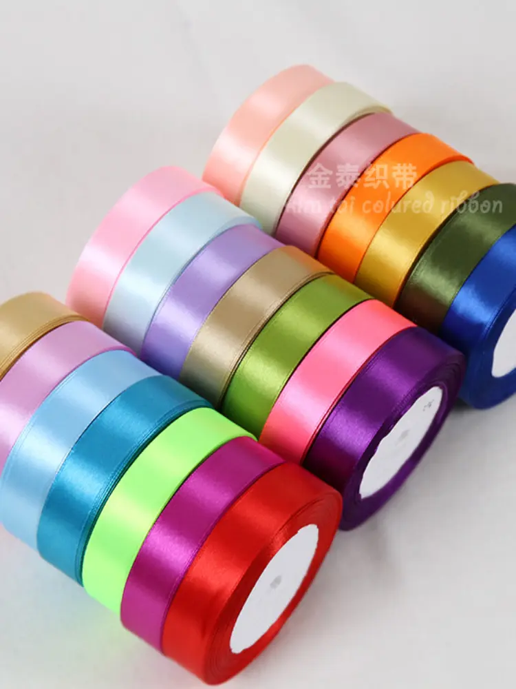 Gold Yellow Satin Ribbons 6/10/15/20/25/40/50mm Christmas New Year Festival Wedding Gift Wrapping Ribbon Craft Supplies