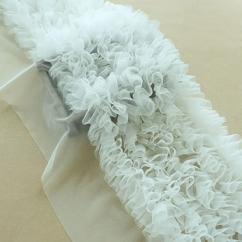2Meter Soft Elastic Mesh Pleated Lace Ribbon DIY Apparel Sewing Fabric Baby Tutu Dress Home Texitle Crafts Decor Tape 28cm Wide