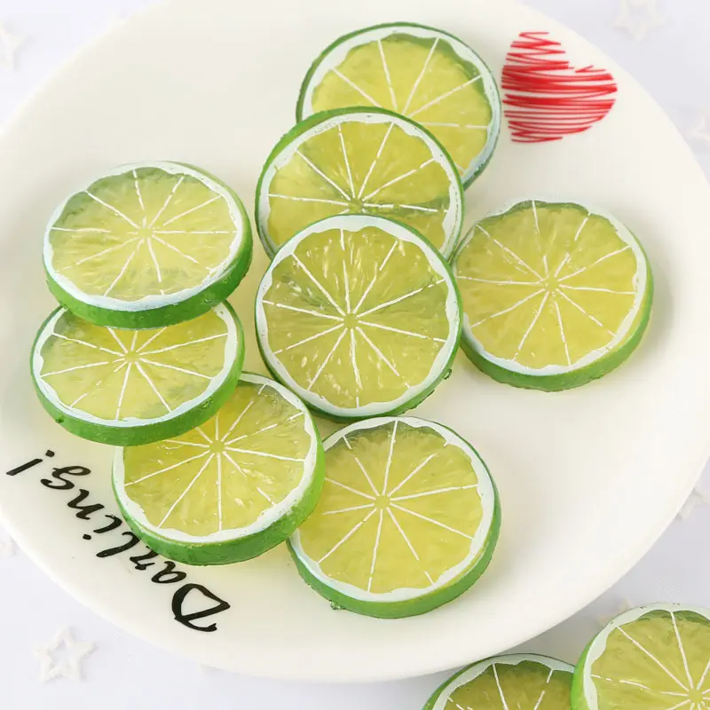 5PCS 5cm PVC Artificial Fruits Simulation Lemon Orange Slices Christmas Fruit Ornament Kitchen Wedding Fake Lemon Decoration