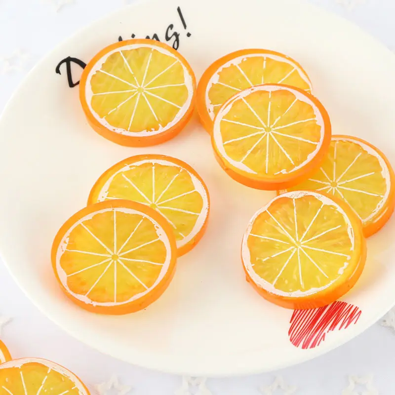5PCS 5cm PVC Artificial Fruits Simulation Lemon Orange Slices Christmas Fruit Ornament Kitchen Wedding Fake Lemon Decoration