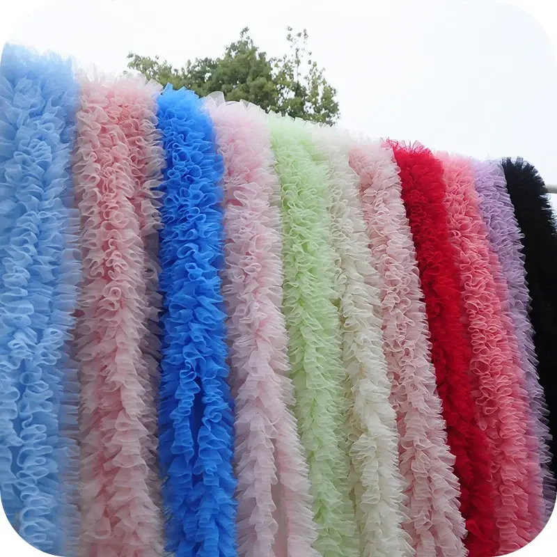 2Meter Soft Elastic Mesh Pleated Lace Ribbon DIY Apparel Sewing Fabric Baby Tutu Dress Home Texitle Crafts Decor Tape 28cm Wide