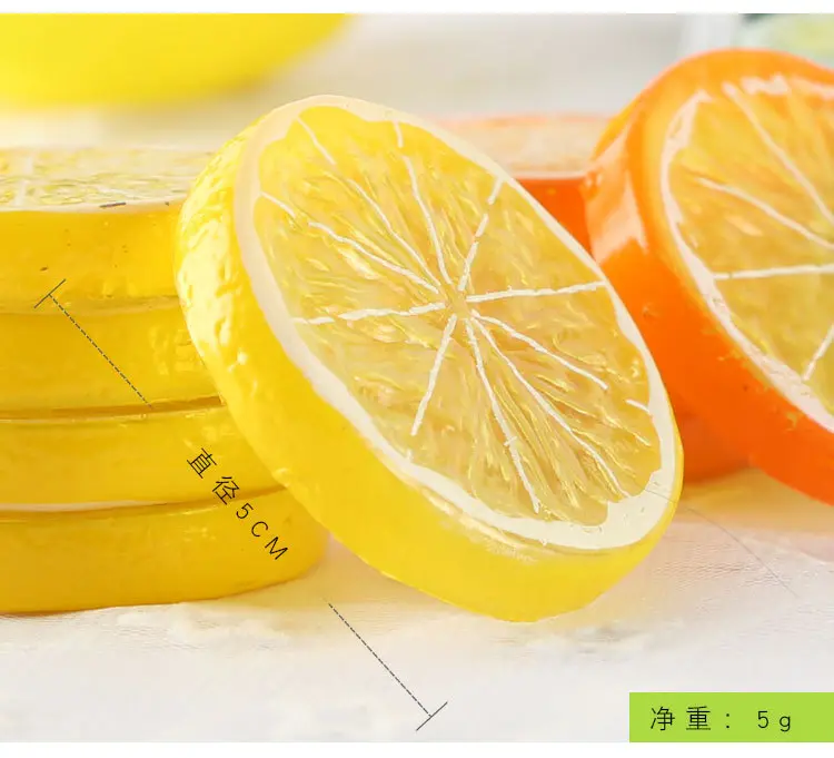 5PCS 5cm PVC Artificial Fruits Simulation Lemon Orange Slices Christmas Fruit Ornament Kitchen Wedding Fake Lemon Decoration
