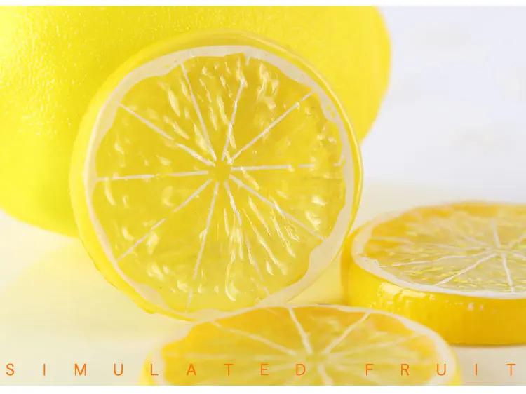 5PCS 5cm PVC Artificial Fruits Simulation Lemon Orange Slices Christmas Fruit Ornament Kitchen Wedding Fake Lemon Decoration