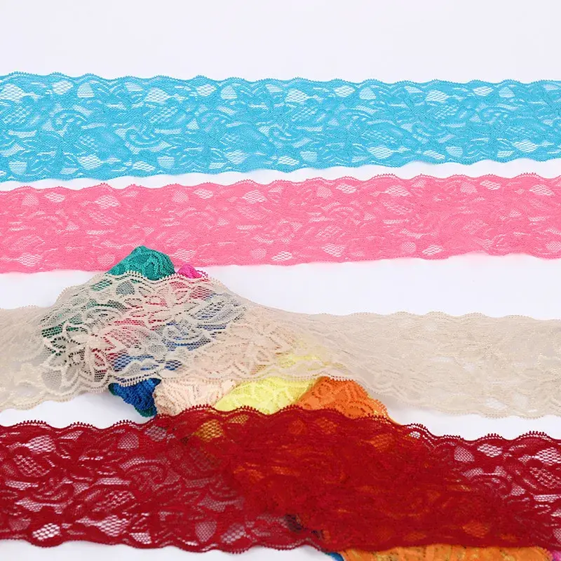 8cm Colorful Elastic Lace Ribbon Hollow Out Floral Pattern White Lace Trimming DIY Crafts Sewing Garment Accessories Lace Tape