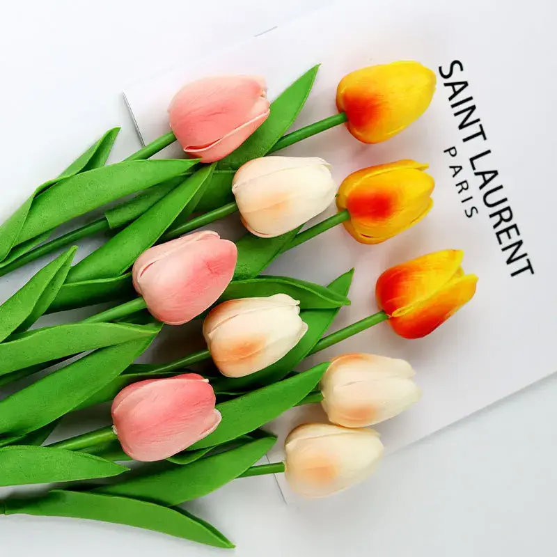 1piece 34cm PU Tulip Artificial Flower Real Touch Artificial Branch Fake Flower for Wedding Decoration Flowers Home Garden Decor