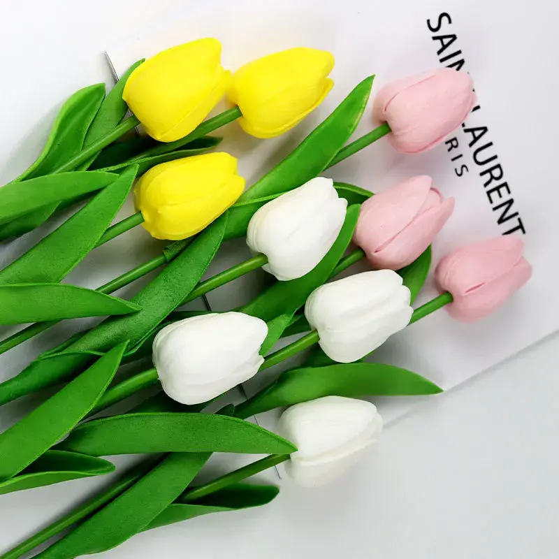 1piece 34cm PU Tulip Artificial Flower Real Touch Artificial Branch Fake Flower for Wedding Decoration Flowers Home Garden Decor