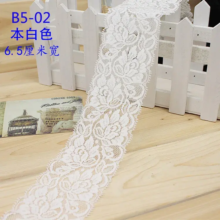 Stretchy Lace Ribbon Tape 65mm Width Colorful Lace Trim DIY Sewing Decoration Floral Embroidered Elastic Lace Fabric