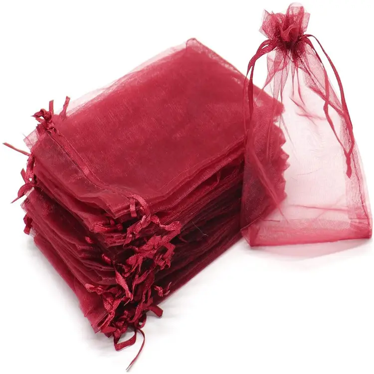 50pcs Sheer Transparent Chiffon Organza Bags Christmas Halloween Wedding Birthday Party Candy Gift Boxes Jewelry Packaging Bags