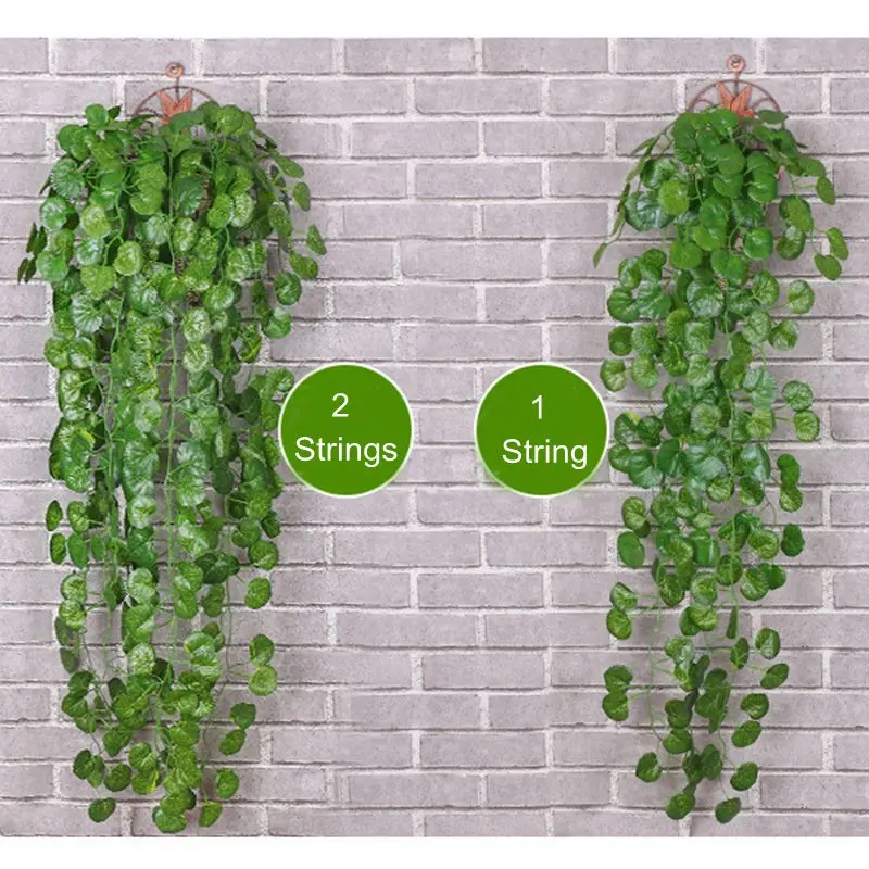 90cm Green Artificial Leaves Plants Vine Wedding Party Home Garden Fence Decoration Rattan Wall Hanging Creeper Ivy Garland