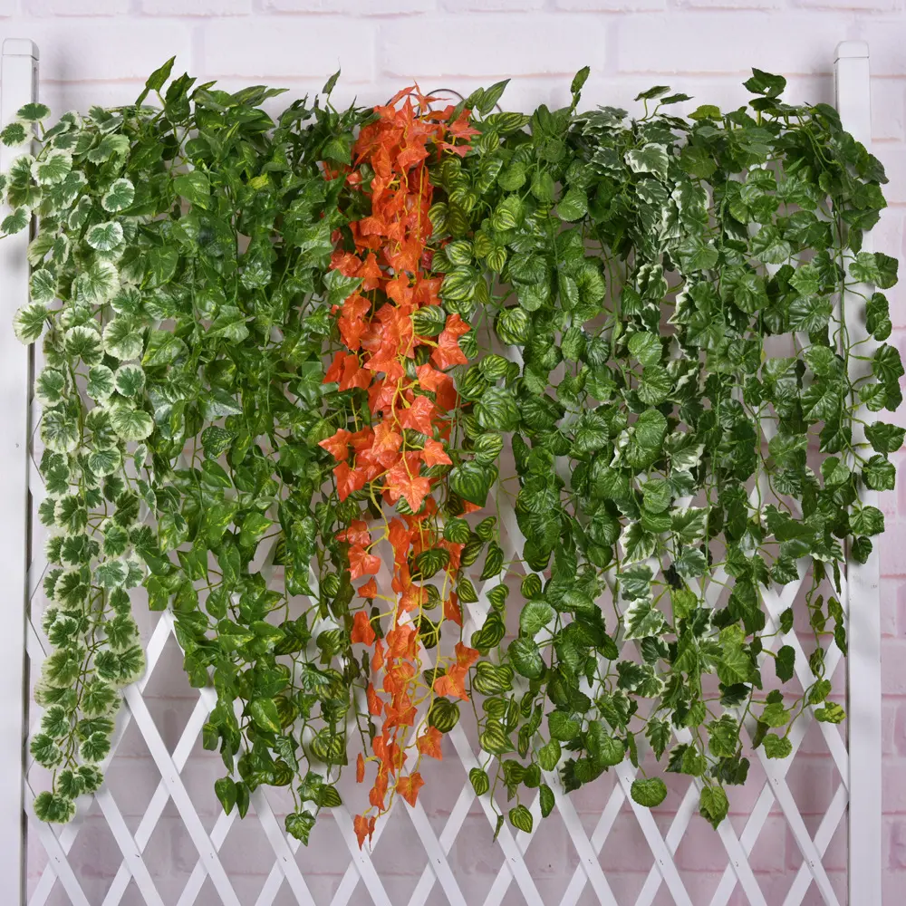 90cm Green Artificial Leaves Plants Vine Wedding Party Home Garden Fence Decoration Rattan Wall Hanging Creeper Ivy Garland