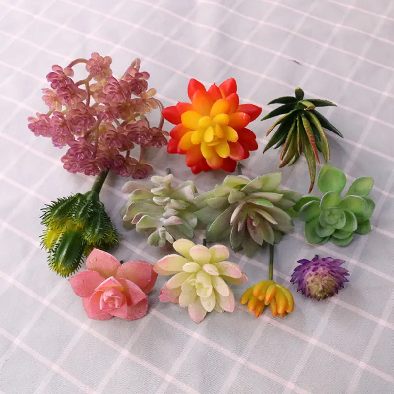 Green Artificial Succulents Plants Desktop Mini Small Bonsai Home Garden Bedroom Living Room Office Decoration Accessories