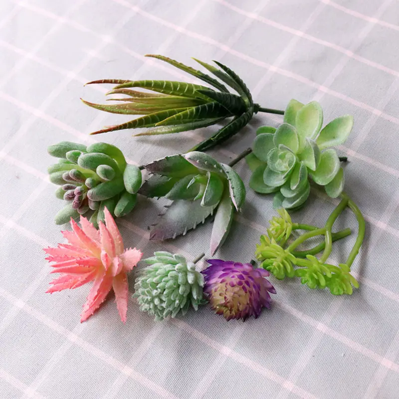 Green Artificial Succulents Plants Desktop Mini Small Bonsai Home Garden Bedroom Living Room Office Decoration Accessories