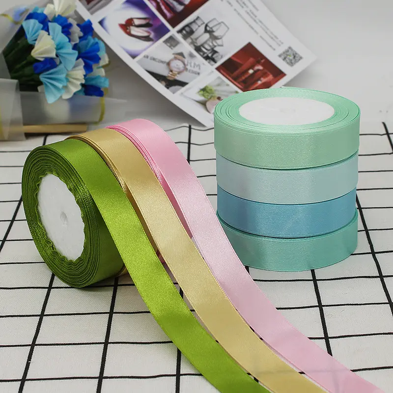 2cm Satin Ribbons 22Meters/Lot Christmas Halloween Wedding Birthday Party Gift Box Wrapping Ribbons DIY Handmade Crafts Fabric