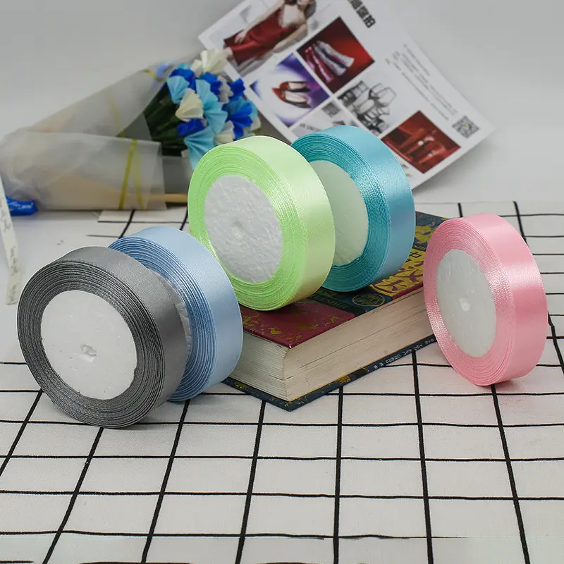 2cm Satin Ribbons 22Meters/Lot Christmas Halloween Wedding Birthday Party Gift Box Wrapping Ribbons DIY Handmade Crafts Fabric