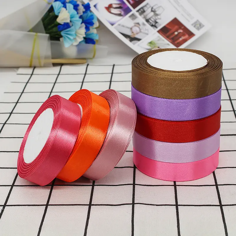 2cm Satin Ribbons 22Meters/Lot Christmas Halloween Wedding Birthday Party Gift Box Wrapping Ribbons DIY Handmade Crafts Fabric