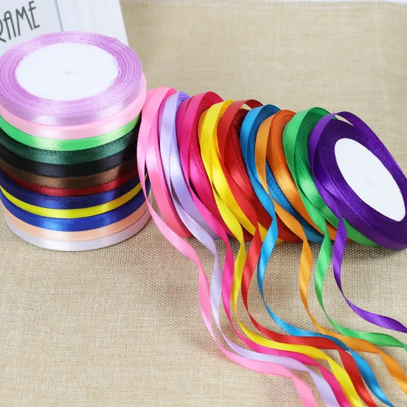 6mm Satin Ribbon DIY Crafts Scrapbooking Material Christmas Halloween Wedding Birthday Party Decoration Gift Packaging Ribbon
