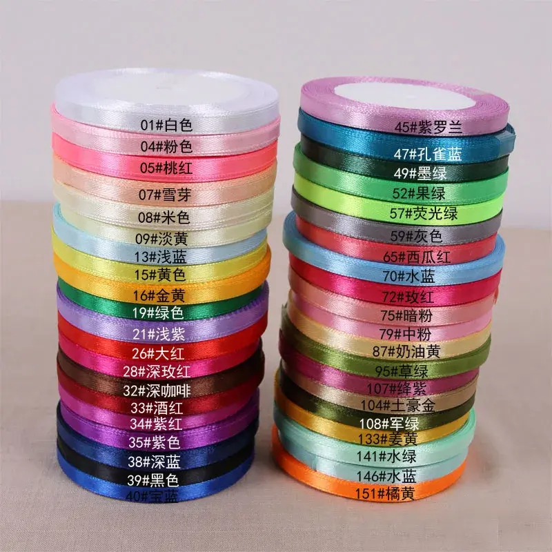 6mm Satin Ribbon DIY Crafts Scrapbooking Material Christmas Halloween Wedding Birthday Party Decoration Gift Packaging Ribbon