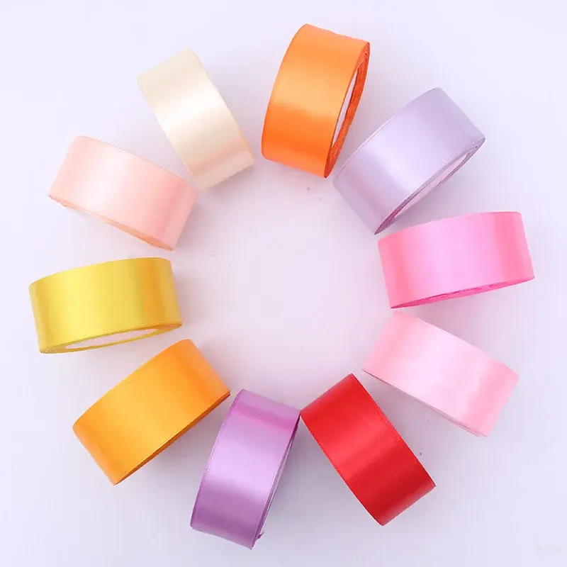White Beige Ivory Pink Blue Purple Red Burgundy Green Yellow Orange Satin Ribbon 6-10-12-15-20-25mm DIY Crafts Sewing Fabric