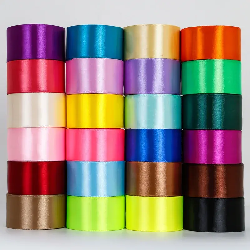 2inch 5cm Silk Satin Ribbon Christmas Halloween Wedding Birthday Party Gift Box Wrapping Ribbon DIY Crafts Handmade Roses Fabric